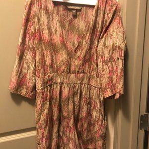 Pink, taupe, and white romper